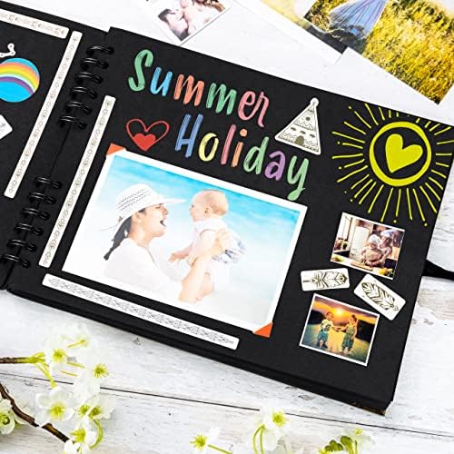 Scrapbook Album, 50 Pages, 11 x 8.5 Inch, Black Photo Album, Scrap Book - Image 6
