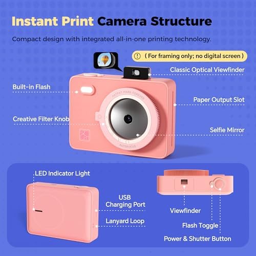 HPRT 2-in-1 Instant Print Camera & Portable Photo Printer, Bluetooth 2x3 Photo Printer for iPhone & Android, Mini Instant Camera for Kids (30 Sheets Included) - Image 3