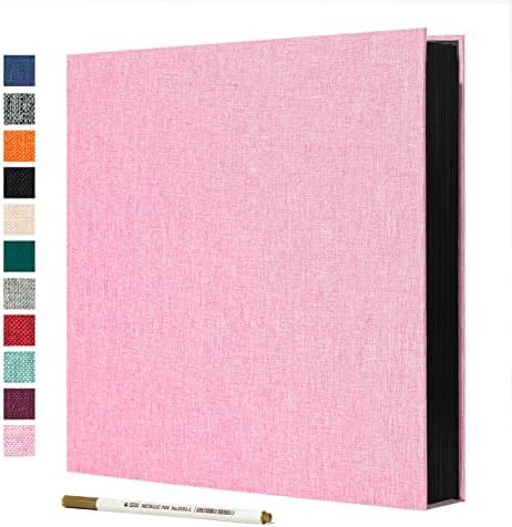 Spbapr Large Photo Album Self Adhesive Linen Cover Magnetic Scrapbook Album DIY Scrap Book 60 Black Sticky Pages for 4x6 5x7 8x10 10x12 Pictures with A Metal Pen, Pink by Spbapr