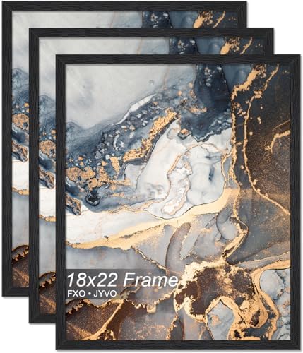 Fxojyvo 18x22 Picture Frame Set of 3 Black Engineered Wood Wall Hanging by Fxojyvo