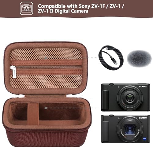 Hard Travel Case for Sony ZV-1, ZV-1F, ZV-1 II Digital Camera, Brown - Image 2