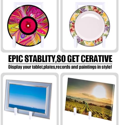2 Pcs Large Plate Stands for Display Metal Frame Holder, White, 8 Inch - Image 4