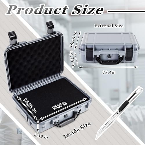 Relaxweex 22.4 x 16.1 x 10.2 Inch Hard Case, Grid Shell, Gray - Image 2