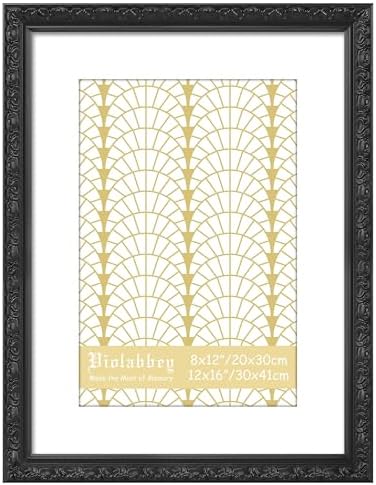 VIOLABBEY 12x16 Picture Frame Black, Ornate Vintage Photo Frame by violabbey