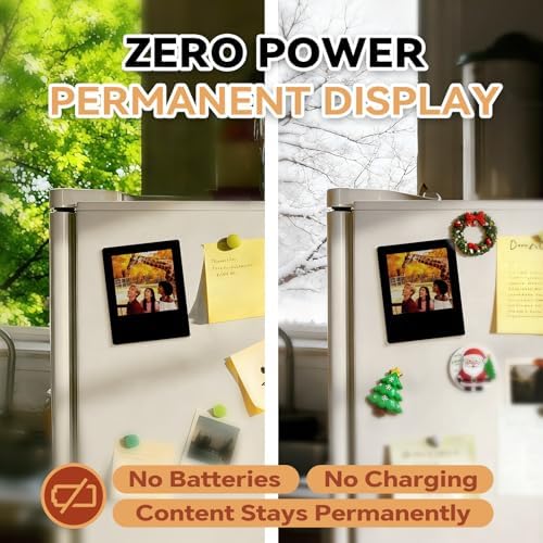 E-Paper Fridge Magnet Classic Plus, E-Ink Battery-Free Instant Photo Style Display, Wireless NFC Picture Frame, Phone-Controlled Acrylic Memo Board for Party/Travel/Home & Gifts, Compatible iPhone 13 and Newer (Black) - Image 3