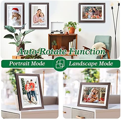 Frameo 10.1 Inch WiFi Digital Picture Frame with Frameo App, IPS Touch Screen HD Electronic Digital Photo Frame, Share Photos & Videos Instantly, Auto-Rotate Digital Picture Frame, Brown Wood - Image 6