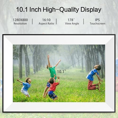 Frameo WiFi Digital Picture Frame 10.1 Inch, IPS HD Touch Screen Smart Electronic Photo Frame, Auto-Rotate Slideshow, Load Photos from Phone via App, Digital Picture Frames Gift for Family - Image 2
