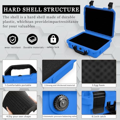 Relaxweex 14.3 x 11.4 x 4.5 Inch Hard Case, Stripe Shell, Blue - Image 3