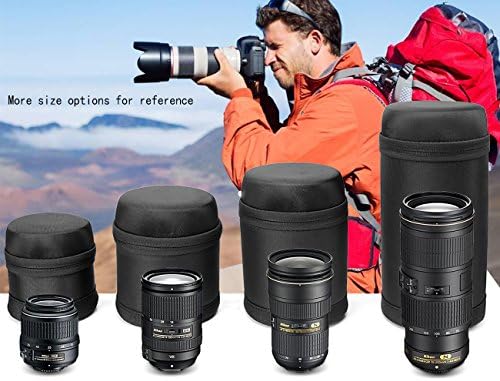 Semi-Hard Lense Case for DSLR Camera Lens (Canon, Nikon, Sony, Pentax, Olympus, Panasonic,etc), Medium Size with Carabiner, Lens Cleaning Wipe (Black Medium) - Image 7