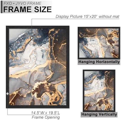 Fxojyvo 15x20 Picture Frame Set of 3 Black Engineered Wood Wall Hanging - Image 4