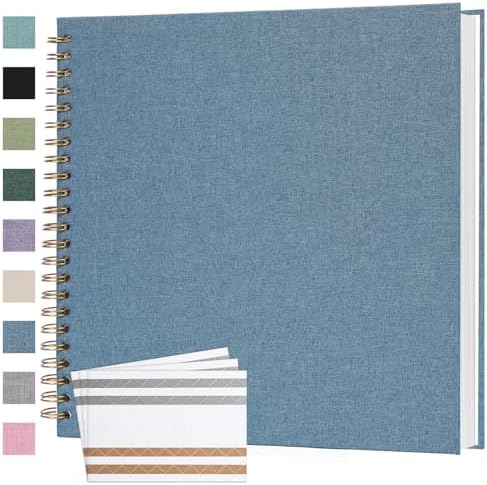Scrapbook Photo Album 12x12 Inches 80 Pages Linen Cover Blue by Bonyomor