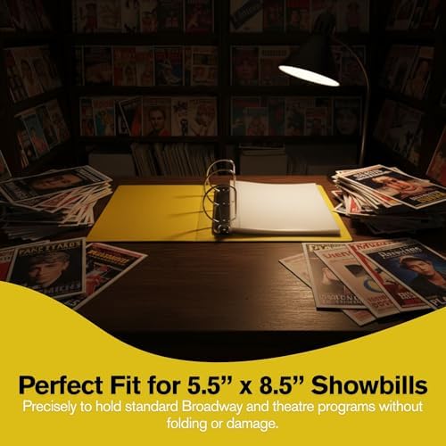 2 Pack of Show Bill Binder for Broadway and Theatre Show-Bills, Comes with 25 Sheet Protectors to Hold and Organize All Your Playbills, D-Ring, Black and Yellow - Image 7