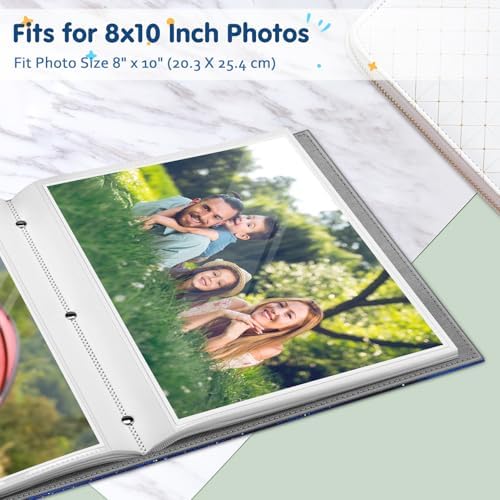 Fintie Photo Album for 8x10 Photos, 52 Pockets Vegan Leather Memory Book - Image 3