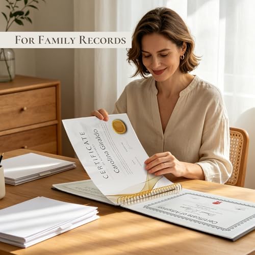 Vienrose Large Scrapbook Album 15.8 x 11.8 Inch, Linen Cover Photo Album with 24 Plastic Sleeves, Spiral Bound DIY Scrapbook for Photos, Kids Artwork, Certificates, Wedding Baby Travel, Black - Image 2