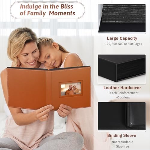 Popotop 4x6 Photo Album Holds 300 Pictures, Vegan Leather Hardcover - Image 4