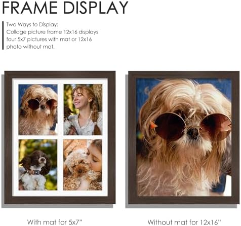 DUENPY 12x16 Collage Frame For 4 5x7 Photos Walnut - Image 4