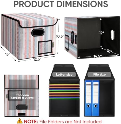 BALEINE File Organizer Box with Lid, Collapsible Hanging File Storage Box - Image 2