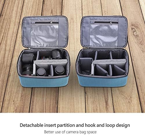 Camera Lens Bag, Protective Insert Partition Handle Case, Shockproof Breathable Bag for Photographers, 24x35x15cm (Blue) - Image 4