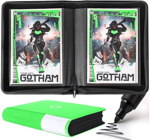 D DACCKIT Comic Binder，Comic Book Album with Sleeves Fits Regular Comics and Comic Bagged and Boarded - Comic Storage Binder Holds 24 Comic Books（Model A，Brilliant Green） by DDACCKIT