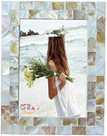 Picture Frame 5x7 Mother of Pearl Photo Frame,Beach Picture Frame Tabletop or Wall Hanging Display Frame(5x7 Natural White,1pc) by GIFTME5