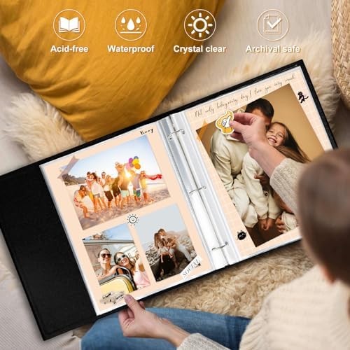 Lanpn Scrapbook Photo Album 8.5x11, Linen Window Design Cover Top Load 3 Ring Folder Binder Photobook Photo Book 8.5 x 11 inch with 30 Plastic Sleeves 60 Pages Purple - Image 6