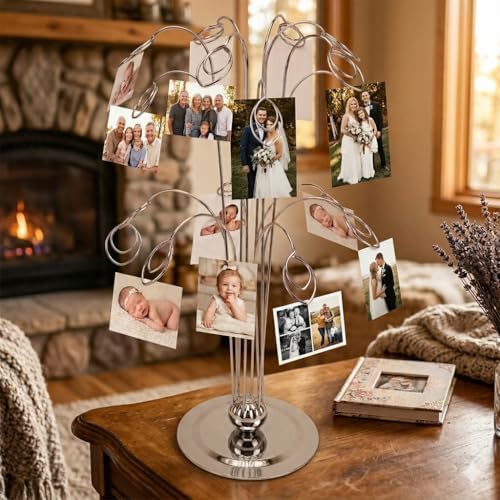 HOHIYA 14" Photo Display Tree with 12 Clips Stainless Steel Stand - Image 6