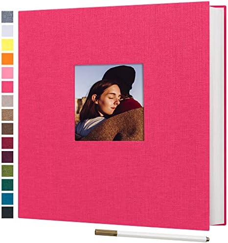 potricher Self Adhesive Photo Album 80 Pages, Linen cover, Rose Red by potricher