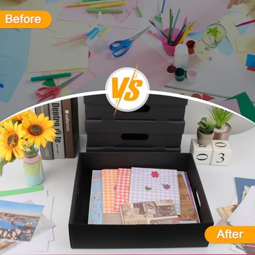 6PCS Photo Storage Box,14.8“ x 12.2“ x 3.9“ Photo Keepsake Storage Box Sturdy Picture Box Store and Protect Pictures,Documents Black - Image 3