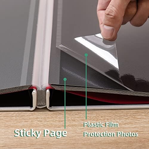 Large Photo Album Self Adhesive 4x6 8x10 10x12 13"x12.6" Scrapbook Album 12.6"x11" Inch 60 Black Sticky Pages Linen Cover Magnetic Photo Album with A Metallic Pen and DIY Stickers(White) - Image 5