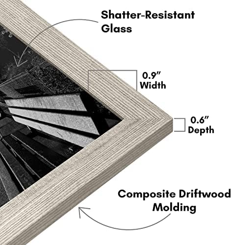 Americanflat 8x12 Picture Frame with Shatter-Resistant Glass - Signature Collection - Gallery-Style Frames Made of Engineered Wood - Photo Frame for Tabletop and Wall Display - Driftwood - Image 3