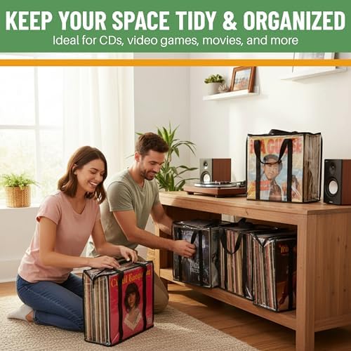 Evelots Vinyl Record Storage Bags, 6 Pack, Holds 216 LP Albums - Image 4