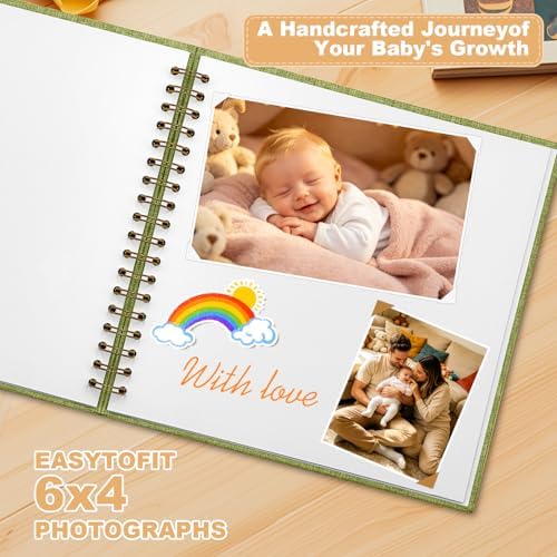 Scrapbook Photo Album Linen Cover, 8 x 8 Inch Hardcover Kraft White Pages Memory Book, for Travel Wedding Guest Book Christmas Baby Shower (40 Sheets/ 80 Pages,Matcha) - Image 3