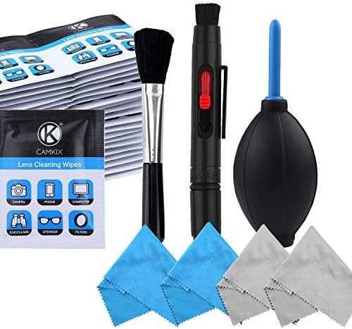 Camera Lens Cleaning Kit - Air Blower, Cleaning Brush, 2in1 Lens Cleaning Pen, 50 Individually Wrapped Wet Tissues and 4 Microfiber Cloths by CamKix