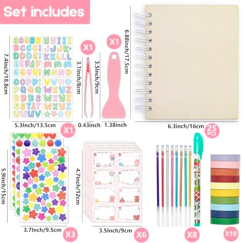 Scrapbook Self Adhesive Photo Album 25 Pages Hard Cover DIY Photo Album for Instant Camera Print Paper with DIY Accessories (Beige) - Image 2