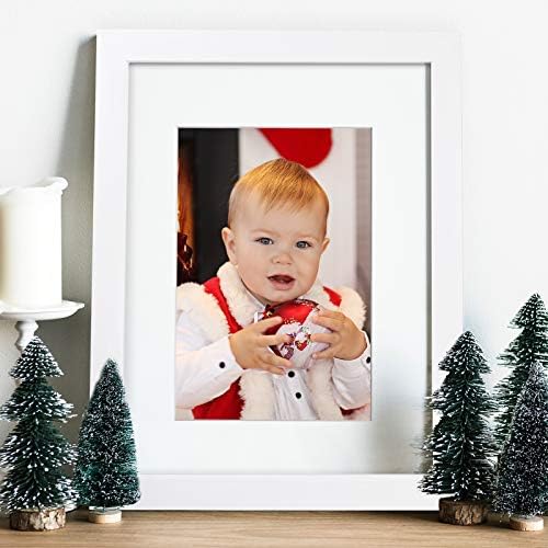 Egofine 11x14 Picture Frames Set of 4, Made of Solid Wood Covered by Plexiglass 5x7 and 8x10 with Mat or 11x14 without Mat, for Table Top Display and Wall Mounting Photo Frame White - Image 6