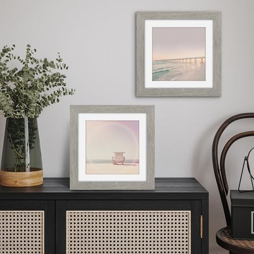Americanflat 10x10 Picture Frame - Matted to 8x8 - Grey Wood - Image 4