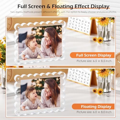Chivalral 6x8 Scalloped Acrylic Photo Frame 3 Pack,12+12mm Desktop Holders - Image 3