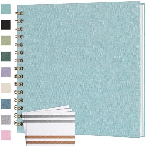 Scrapbook Photo Album 8x8 Inches 40 Pages Linen Cover LightBlue by Bonyomor