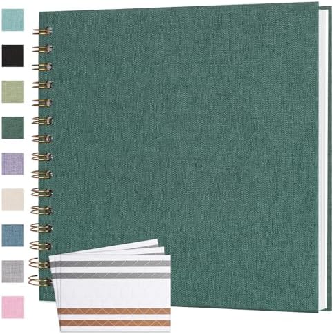 Scrapbook Photo Album 8x8 Inches 40 Pages Linen Cover Green by Bonyomor
