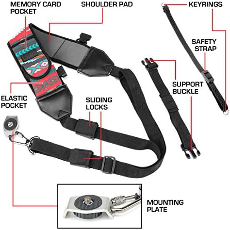 USA Gear Camera Sling Shoulder Strap - Adjustable Neoprene, Safety Tether, Accessory Pocket, DSLR Strap Quick Release - Compatible with Canon, Nikon, Sony and More DSLR Mirrorless Cameras (Southwest) - Image 3
