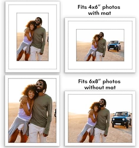 Americanflat 6x8 Picture Frame - Matted to 4x6 - Slim Molding - White - Image 4