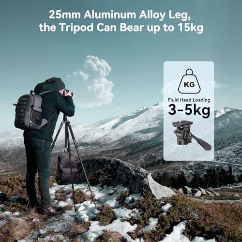 SmallRig CT180 Video Tripod, 72" Camera Tripod Monopod with Fluid Head, Aluminum Camera Tripod, 360° Panorama Fluid Head for Travel, Video, Live Streaming, Vlogging- 3760B - Image 6
