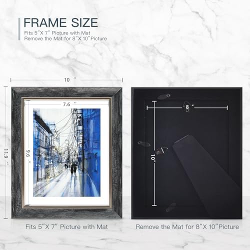 XUANLUO 8x10 Picture Frames Set of 4,Rustic Retro Photo Frame(Grey) - Image 2
