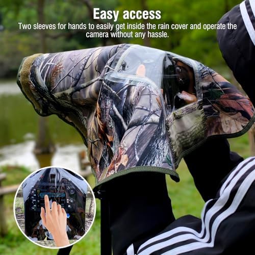 Camera Rain Cover with Openable Viewing Window & Strap Mountable Design,Waterproof Camera Raincoat Sleeve Protector (XXL) - Image 4