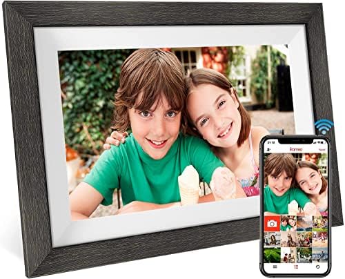 Frameo 10.1 Inch WiFi Digital Picture Frame，1280 * 800IPS HD Cloud Smart Digital Photo Frame,32GB Storage, Wall Mountable, Auto-Rotate,Easy to Share Photos or Videos via FRAMEO APP （Wood Frame） by MQQC