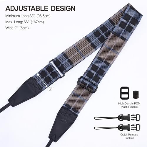 Padwa Lifestyle Extra Long Adjustable Camera Strap for Photographers - 2" Wide Full Grain Cowhide Leather Ends Camera Straps with Quick Release for All Cameras,Binoculars(Twill Blue) - Image 6