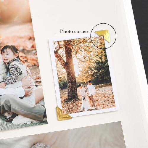 Photo Album Large 4x6 Pictures,Artificial Leather Photo Album Scrapbook 11.02"x11.46", Vintage 80 Pages DIY Self Adhesive Pages Memory Book for Wedding with Metal Pen,Deep Brown - Image 6