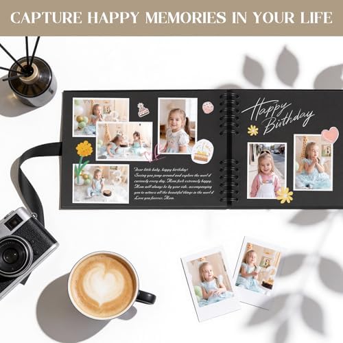INNOCHEER Photo Album - Self Adhesive 80 Black Pages, Large Scrapbook Wedding Guest Book for DIY Anniversary Travel Memory Scrapbooking (Black 8X12) - Image 6