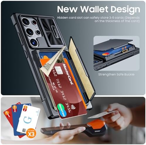 GooseBox for Samsung Galaxy S24 Ultra Wallet Case with RFID Blocking Card Holder, Camera Cover and Kickstand, Full Body Shockproof Wallet Case for S24 Ultra 6.8Inch 2024 for Women Men-Black(Upgraded) - Image 3