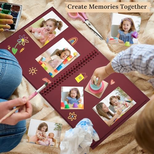 Scrapbook Photo Album 7"x7" 20 Sheets 40 Pages Hardcover Kraft Paper Khaki - Image 3